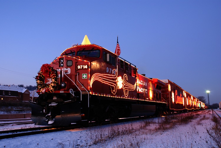 CP Holiday Train in Gleichen on Wednesday night