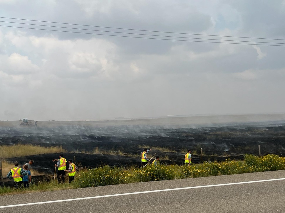 Humtity Fire Fire Fighters and Hutterites extinguish Highway Four blaze ...