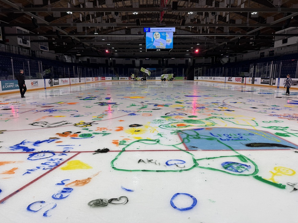 Skate and Paint covers the Innovation Plex rink in community colours ...