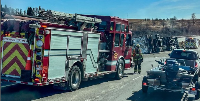 Semi rollover slows traffic on Highway 1 near Cochrane - CochraneNow ...