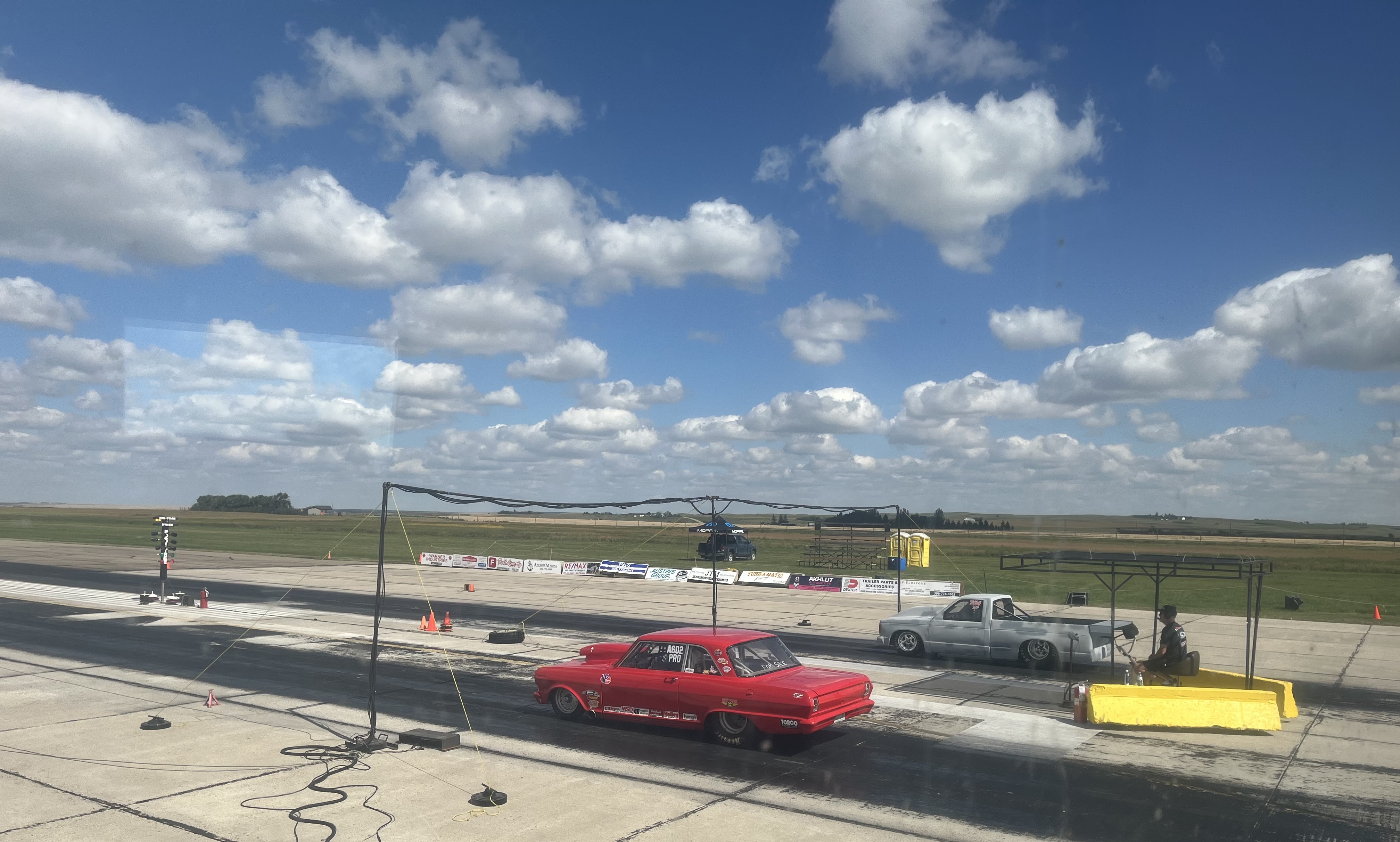 Drag racers dialed in at the airport over the weekend ...