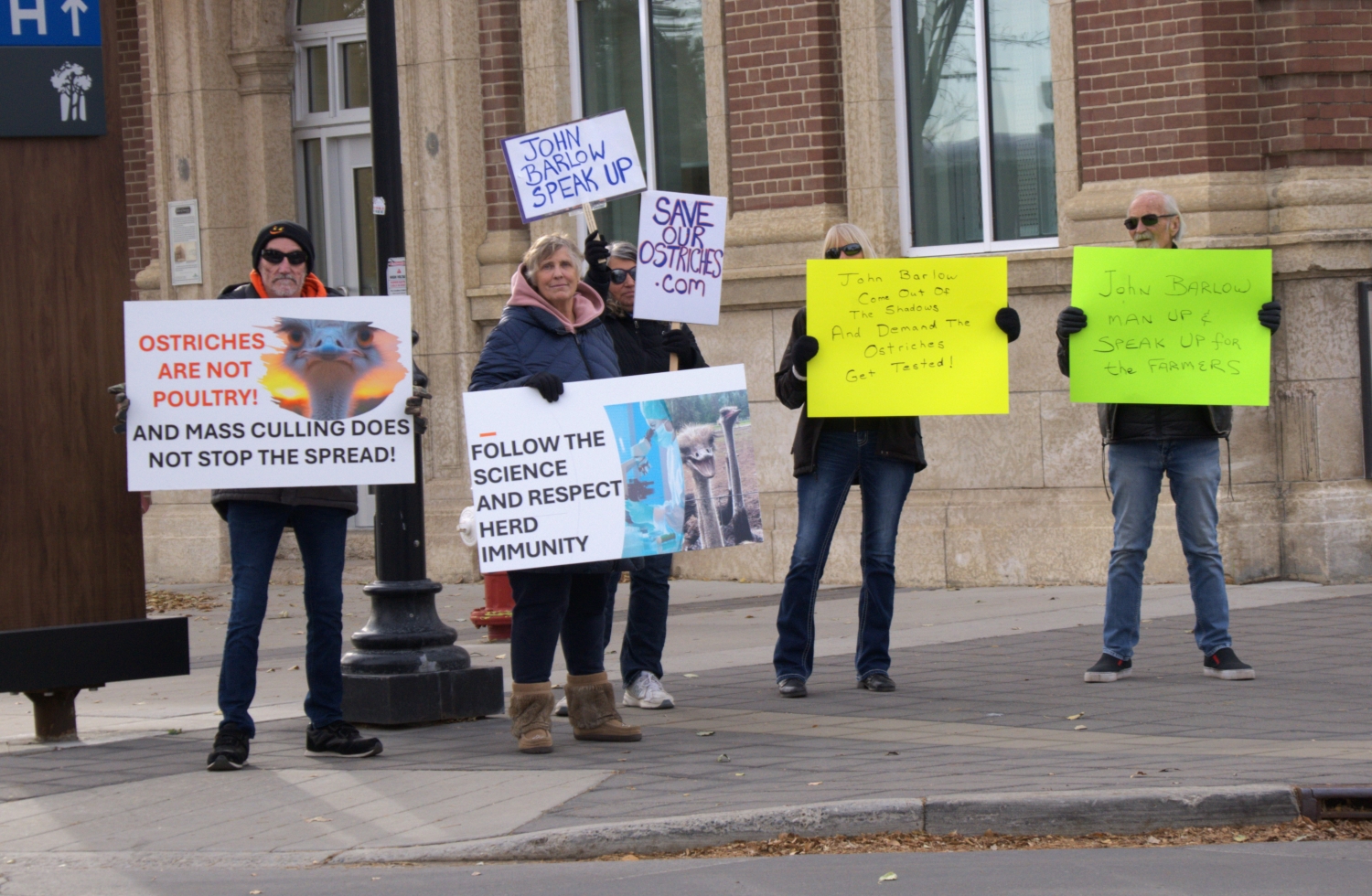 Protesters call for response from MP John Barlow over B.C. ostrich farm dispute