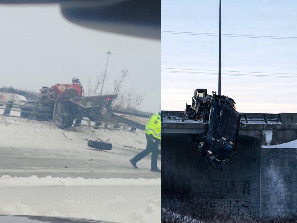 Driver taken to hospital after collision on east Perimeter leaves truck ...