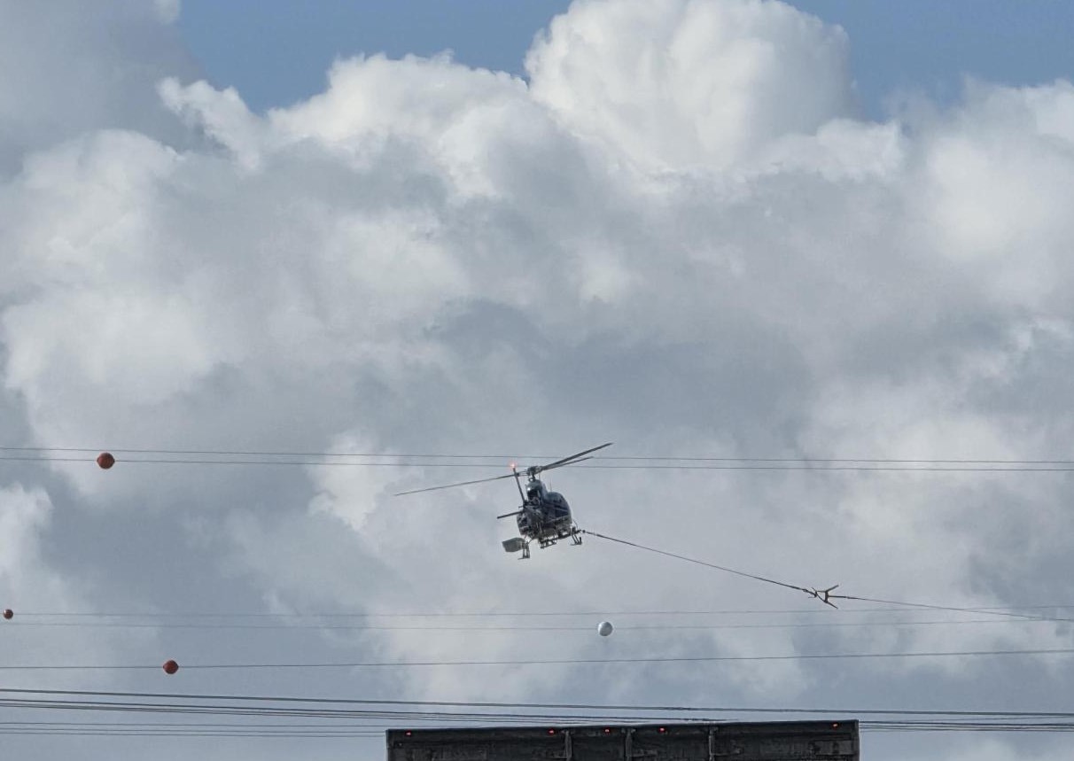 Helicopter-assisted SaskPower work restricts traffic on Trans Canada