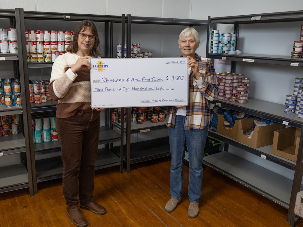 Friesens employees donate nearly $10,000 to Rhineland & Area Food Bank
