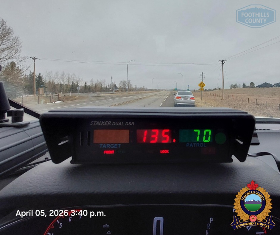 Youth stopped on Dunbow Road travelling 50 km/h over the speed limit