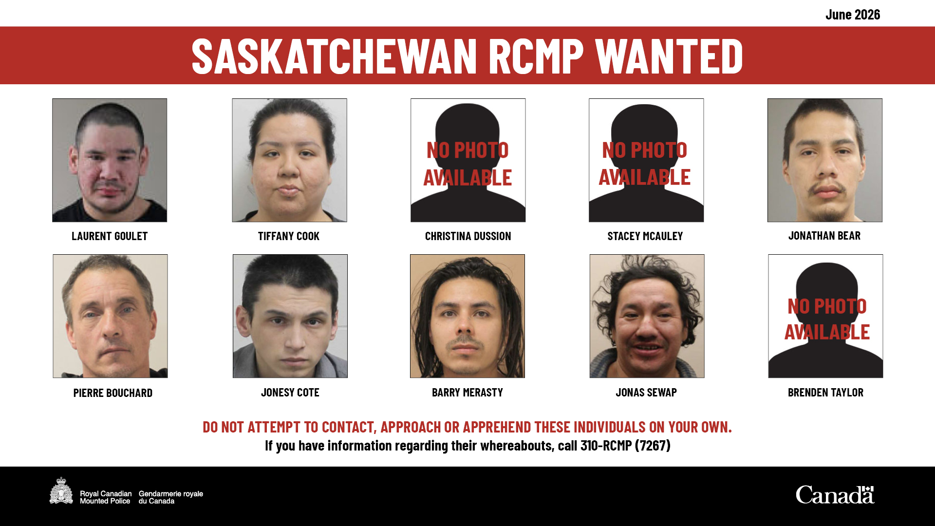 Saskatchewan RCMP releases updated list of 10 most wanted individuals