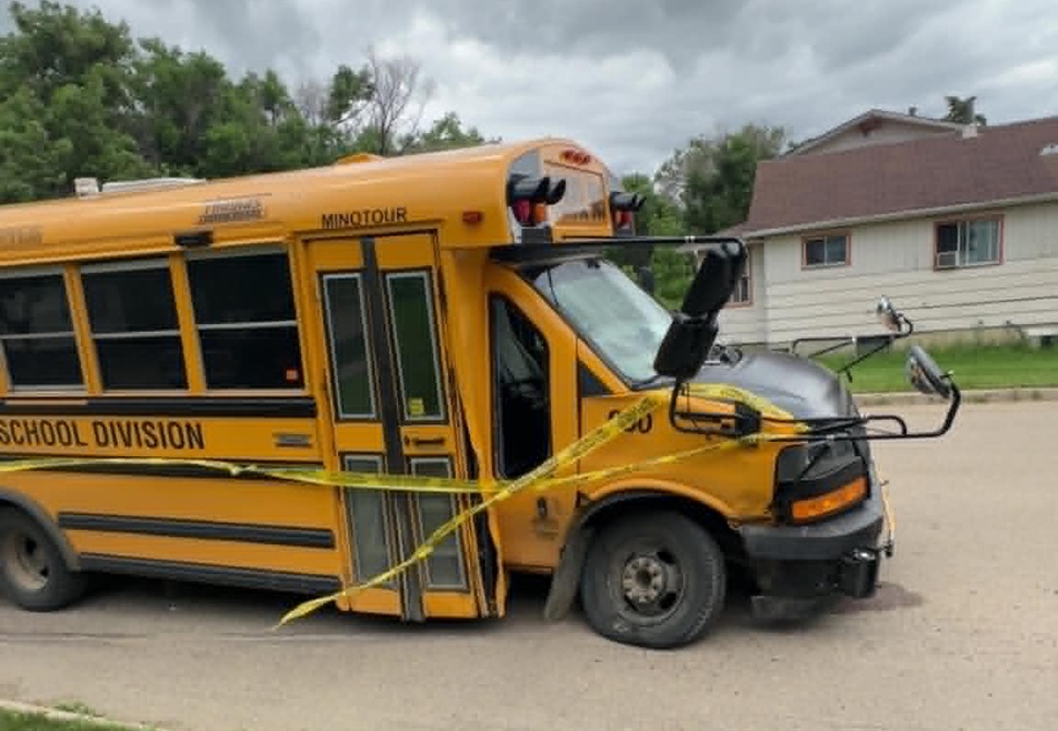 School bus carrying students involved in collision near Leader